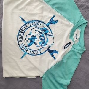 NWT Old Navy Teal and White Rashguard Surf Club Tee